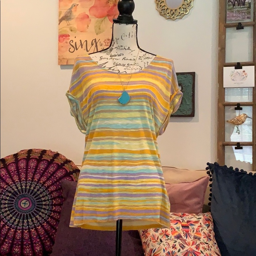 Nine West Vintage America Sunset Cap Sleeve Tee